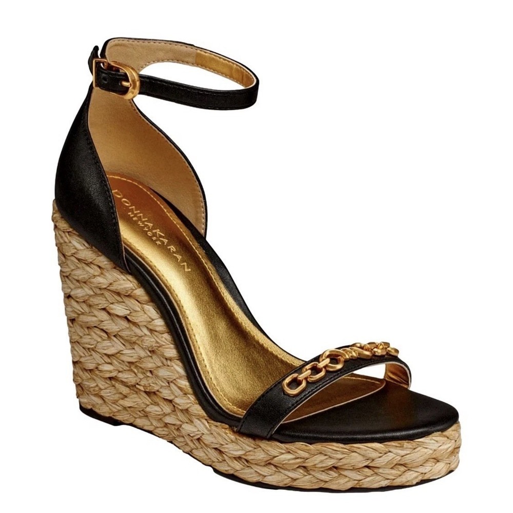 Donna Karan New York Yulissa Embellished Ankle-Strap Espadrille Sandal Size 9.5